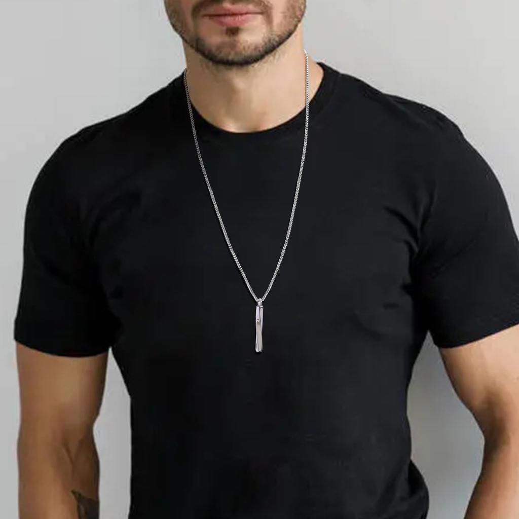 Vnox Stainless Steel Mobius Bar Pendant Necklaces for Men,Simple Cremation Ashes Urn Jewelry,Memorial Keepsake Collar Gifts