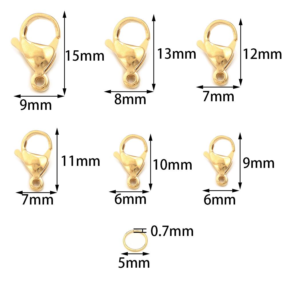 20 Sets/Lot Stainless Steel Lobster Clasps Hooks with Jump Rings Set for DIY Chain Necklace Bracelet Jewelry Making Supplies