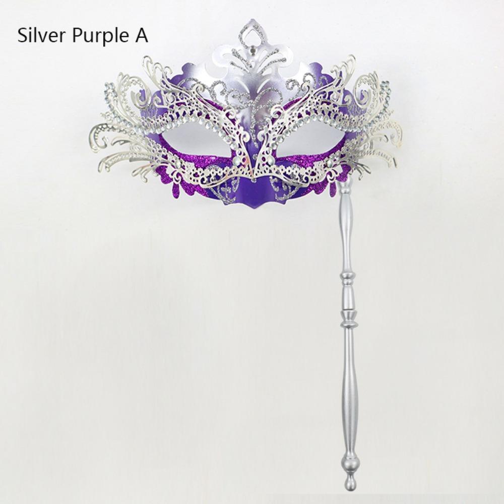 Phoenix Tail Flower Masquerade Mask Venetian with Holding Stick Costume Mask Detachable Women Party Masks Halloween