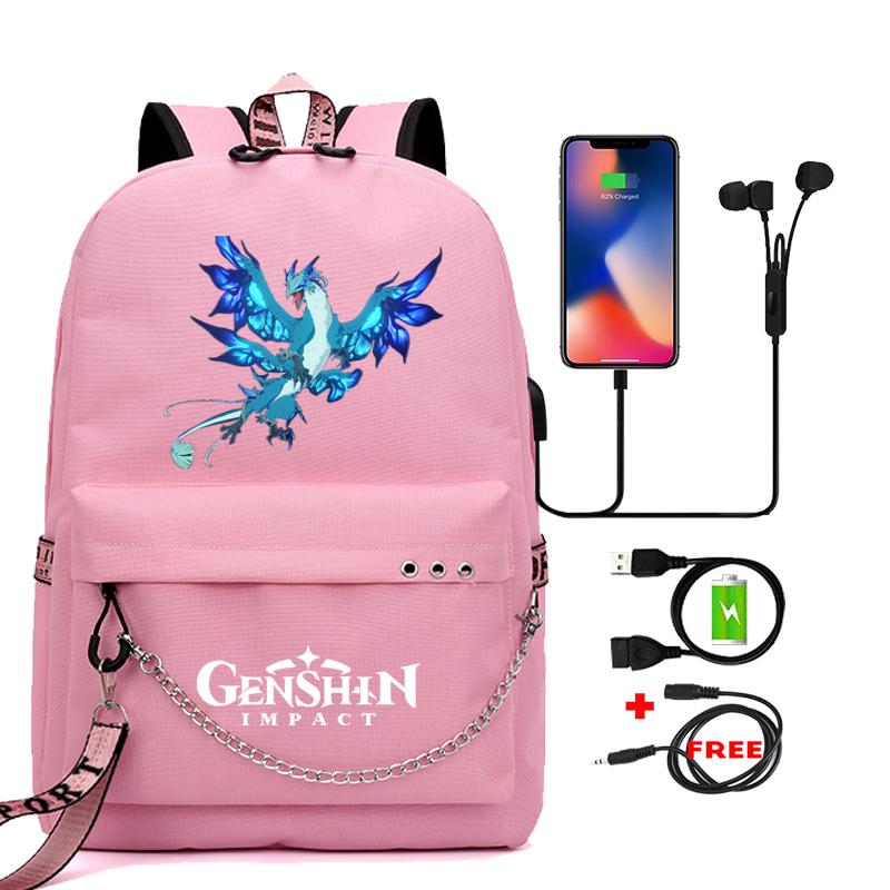 Anime Game Travel Backpack Printed Canvas Backpack Students Women Large Capacity Bookbag Usb Charging for Boy Girl School Bag Kids Gifts