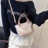 Butterfly Chinese Style Bucket Bag Artistic Canvas Material Cheongsam Handbag Tassel Decoration Magnetic Buckle Closure