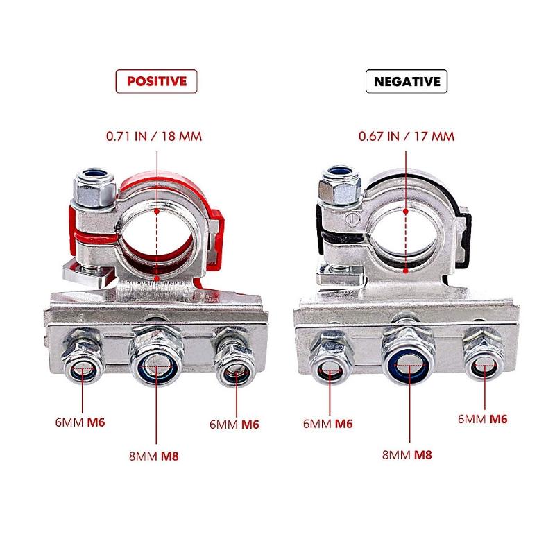 2 Pcs Easy Installation Car Truck Battery Terminals Copper Plated Clamp Terminal Heavy Duty Terminals Connectors