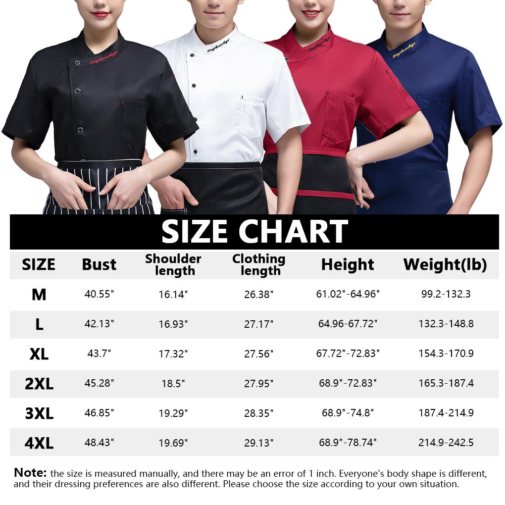 Blouse de chef manches courtes lettre uniforme de chef boutons plissé costume traiteur mode fournitures de cuisine pour bar à café