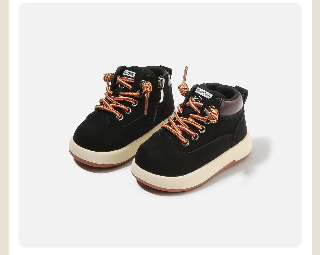 Maibu Bear 2025 Autumn European Style Kids' Soft Sole Leather Martin Ankle Boots for Boys & Girls