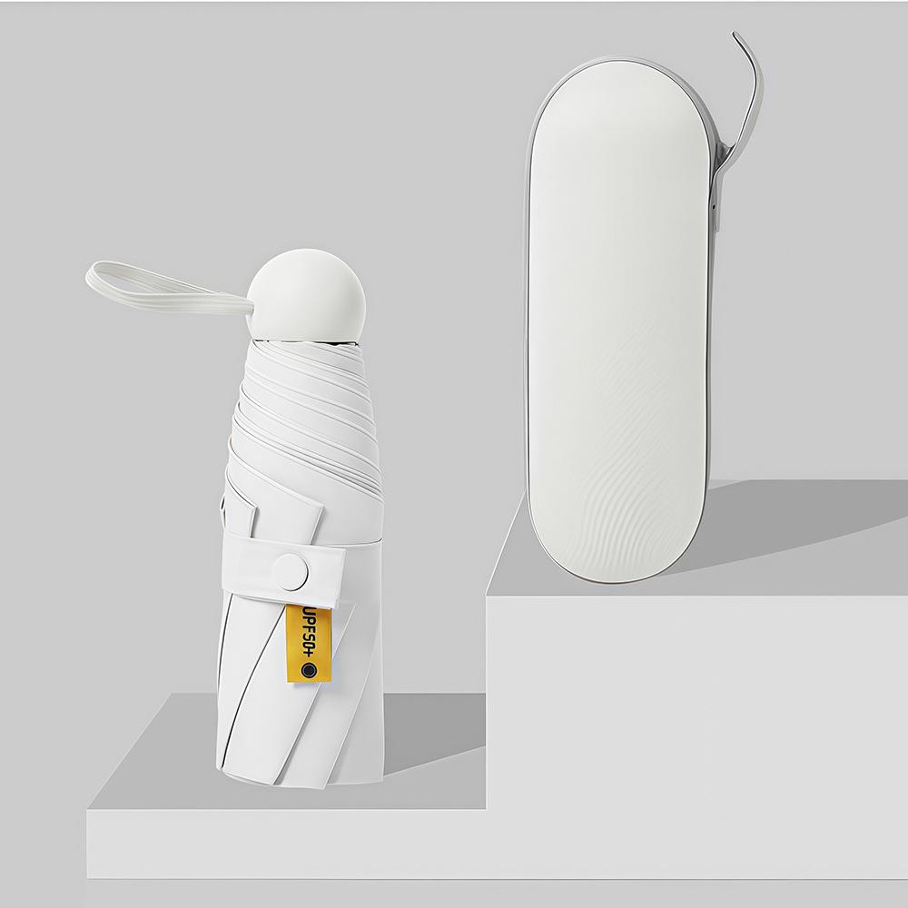 Compact Capsule Sun and Rain Umbrella: Thickened, UV-Protected, Dual-Use, Folding Black Glue Design