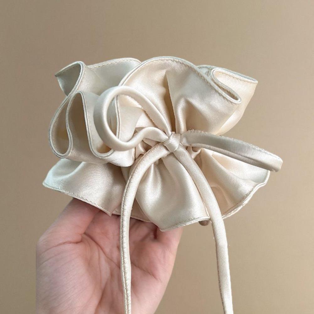 

High Elastic Hair Tied Bands Bow Ribbon Head Rope Fashion Hairbands Ponytail Hair Accessories бежевий