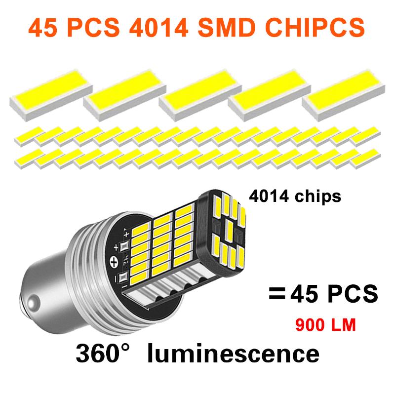 2 PCS P21/5W 1156 BA15S 1157 BAY15D 1157 LED Bulb Canbus 12V 4014 SMD 7000K White Car Tail Reverse Stop Brake Turn Signal Lights