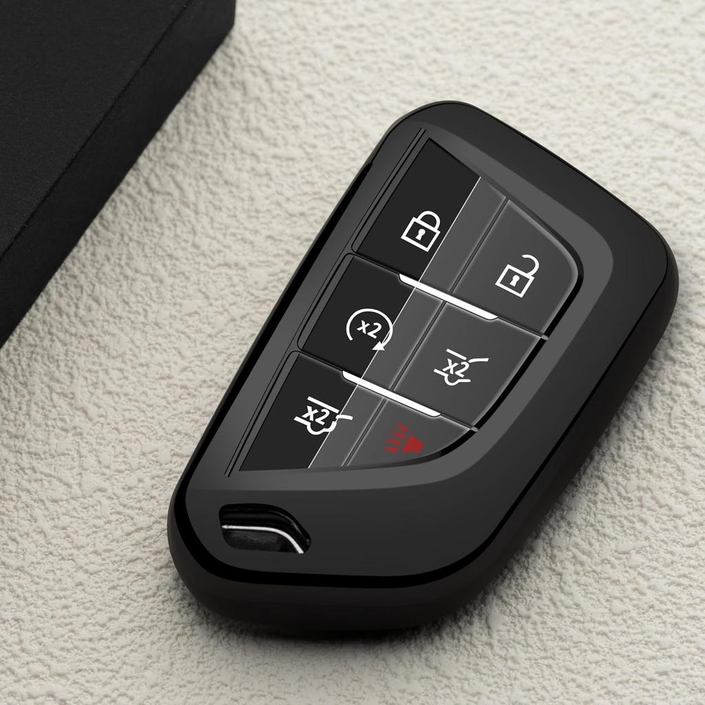 Compatible with Cadillac Key Fob Cover for Cadillac Escalade CT4 V CT5 V Lyriq Optiq Vistiq -2026 Car Key Case Black Accessories