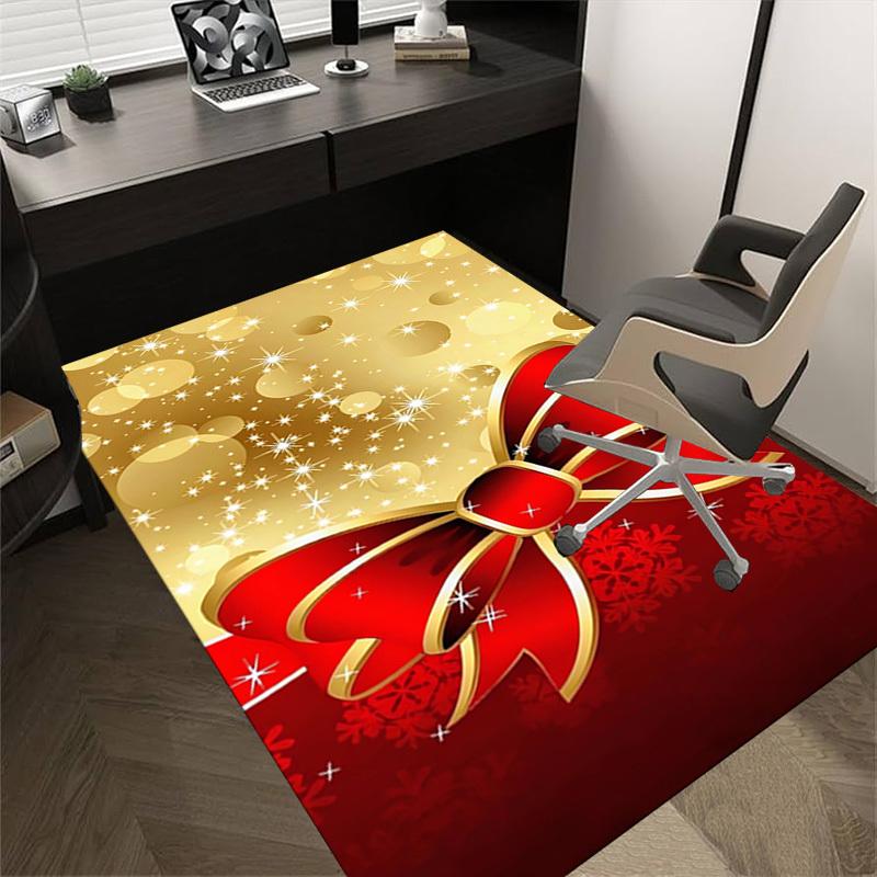 Christmas bow Crystal Velvet chair mat Area Rug - Non-Slip, Floor Mat, Office Desk Chair Rugs, Bedroom Decor.Christmas Gift-1106128