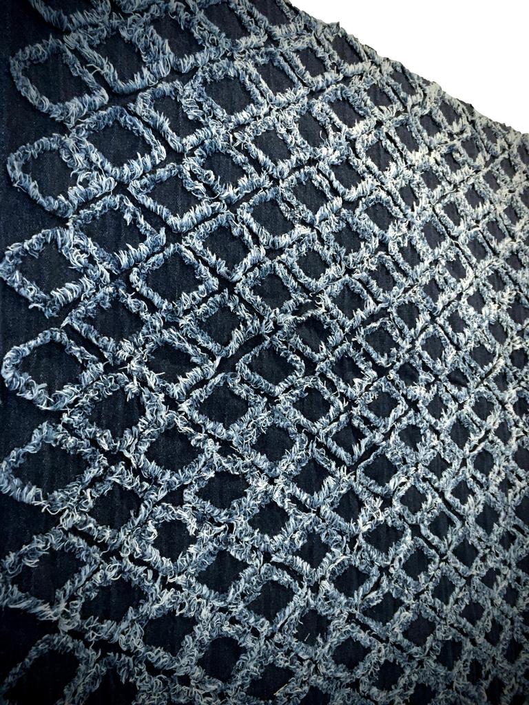 Fringe Diamond Denim Handmade Denim Thin Cotton Denim Fabric Scraps Fabric, Remnants, Fabric, (Dark Navy, 50cm)