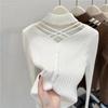 Women Out Half High Neckline Knitted Sweater for Women's Fit and Versatile Sweater Long Sleeve Short Tops