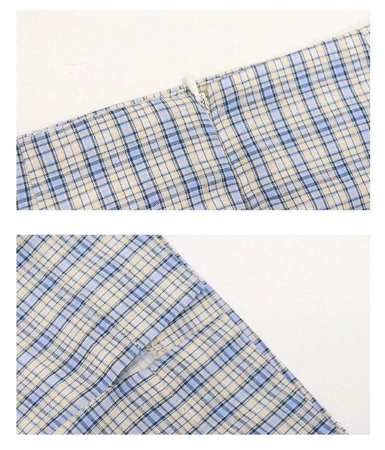 Goddess V-Neck Plaid Two-Piece: Age-Defying Summer Midi Skirt Set