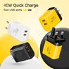 EU/US/UK 40W Charger Plug 2USB Quick Charge Adapter for iPhone/Xiaomi/Samsung