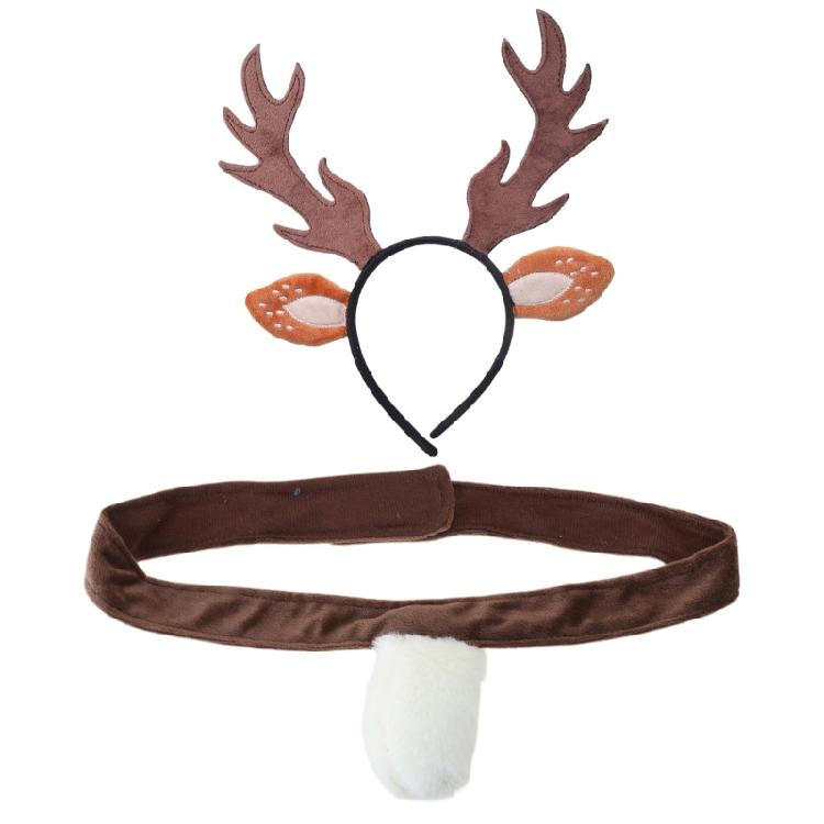 Christmas Deer Ear Headband Tail Nose Skirt for Women Girl Birthday Halloween Cosplay Party Photography Props