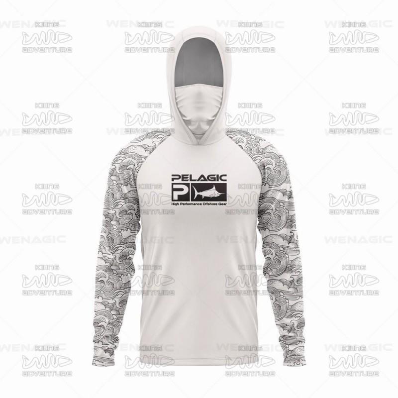 Mens Quick-Dry Hooded Fishing Shirt With Face Cover UV Protection Breathable Lightweight Summer Outdoor Sportswear