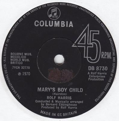 Płyta 7-calowa ROLF HARRIS - Mary's Boy Child DB8730 Columbia 1970 UK Pop Używana