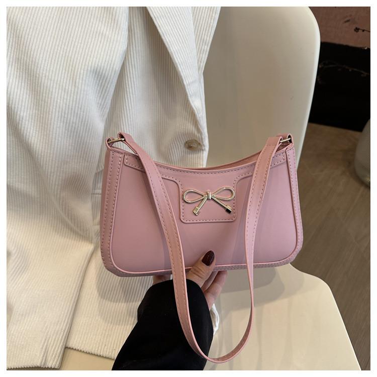 

Fashion Underarm Girl Bag With Zipper Design And Bow Decoration For Daily Use розовый