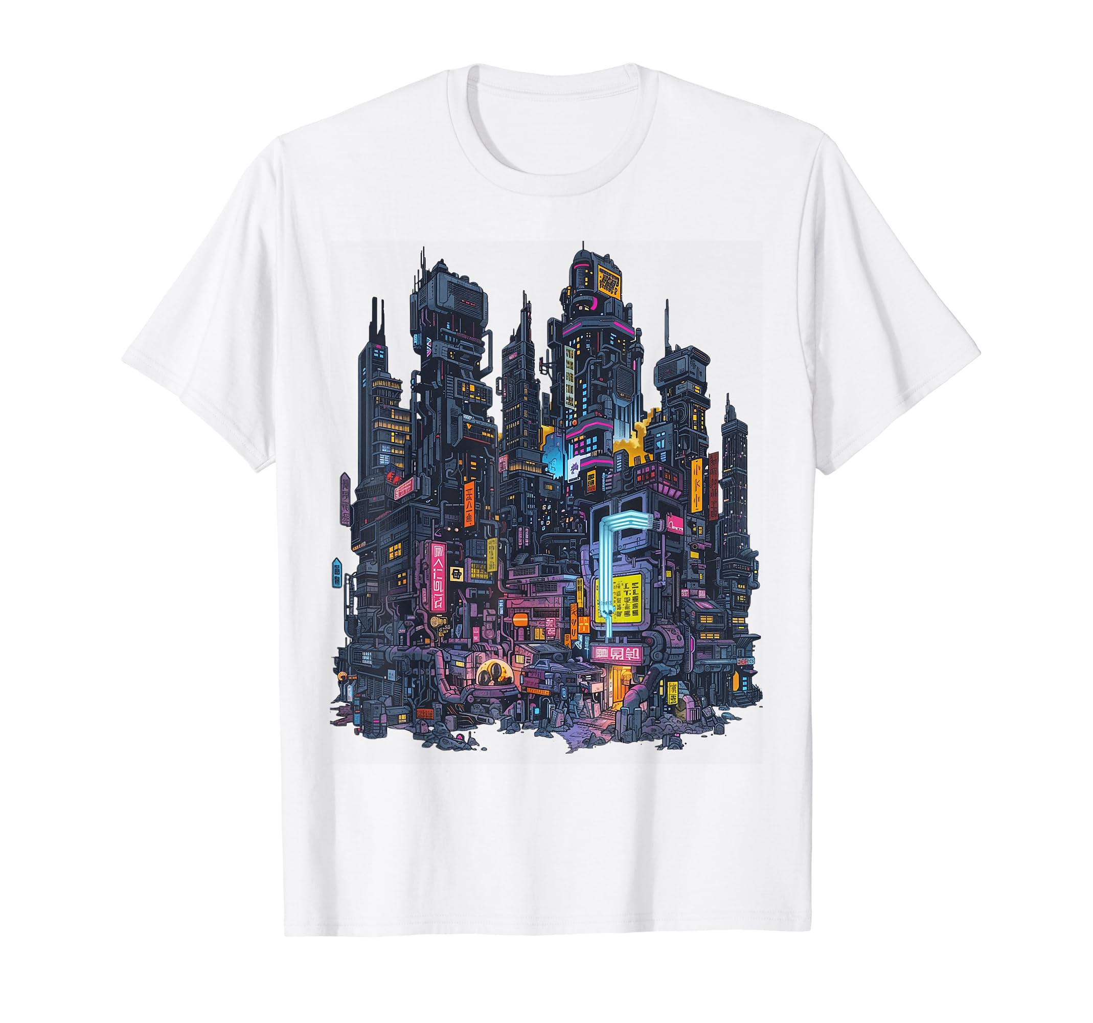 Cyberpunk Future City Neon Urban T-Shirt