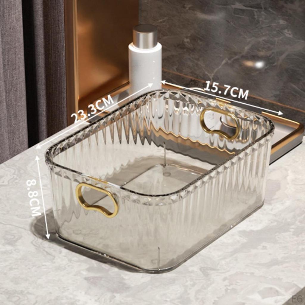 Acrylic Makeup Storage Bin Jewelry Organizer Built In Handles 23.3x15.7x8.8cm Basket