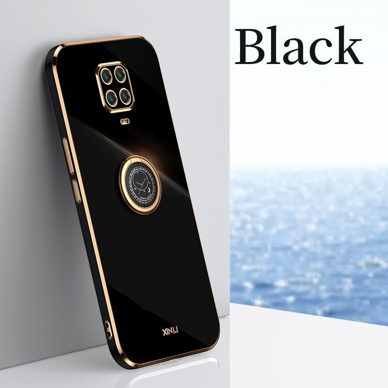 Plating Square Finger Ring Holder Phone Case On For Xiaomi Redmi Note 9 Pro Max Note9 S 9s 9pro Luxury Soft Silicone Stand Cover