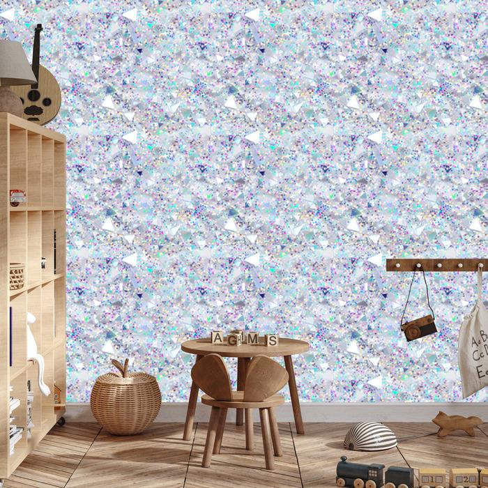 Iridescent glitter wallpaper light gray and blue 50x1000