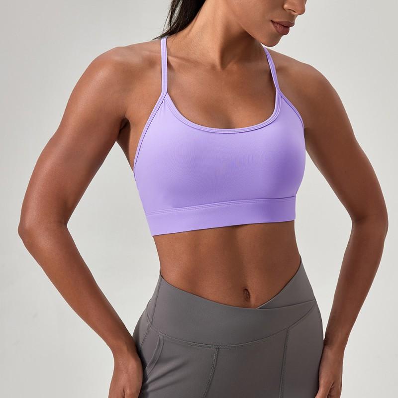 Womens Seamless Sport Bra With Y-Back Straps High Support Wireless Yoga Top Running Fitness Gym