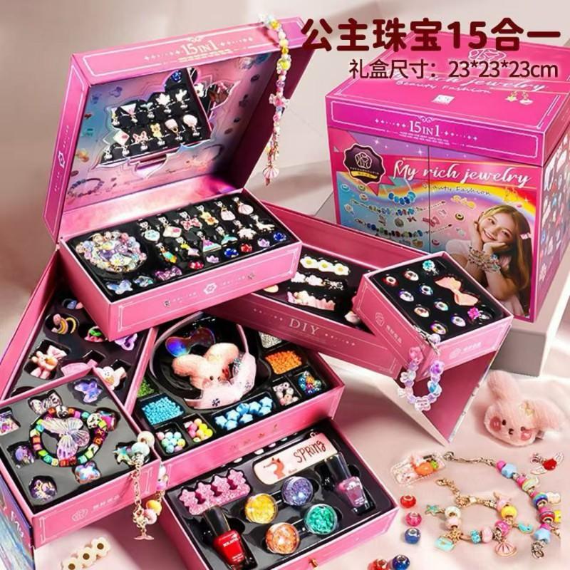 Kids Beading Craft Kit Girls DIY Jewelry Making Set Princess Bracelet Necklace Accessory Gift Box Age 3-12