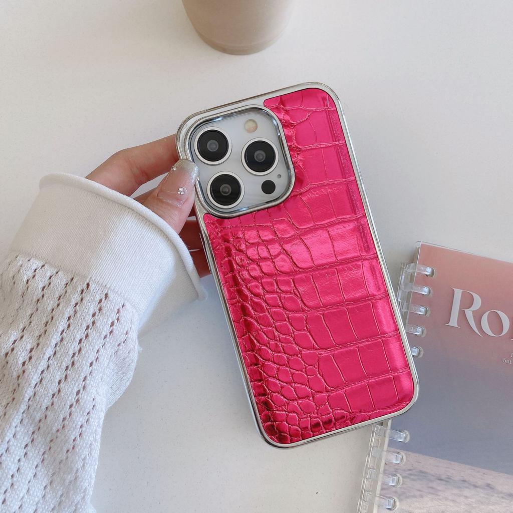 Geeignet für Das Bunte Krokodilhautmuster Apple 16promax Handyhülle 14 Galvanisierte IPhone15 Schutzhülle für Frauen