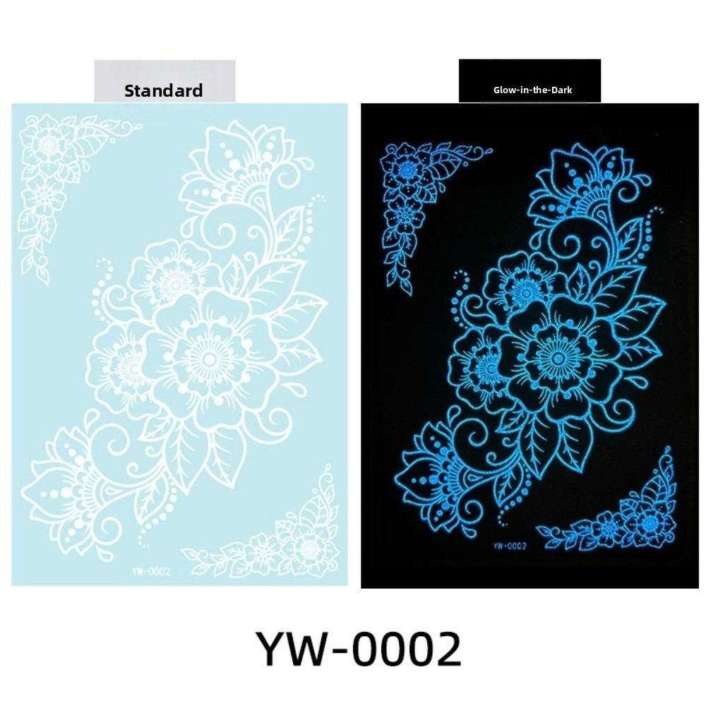 Wedding Tool Luminous Henna Tattoo Sticker White Body Art Sticker Lace Temporary Tattoo  Girls