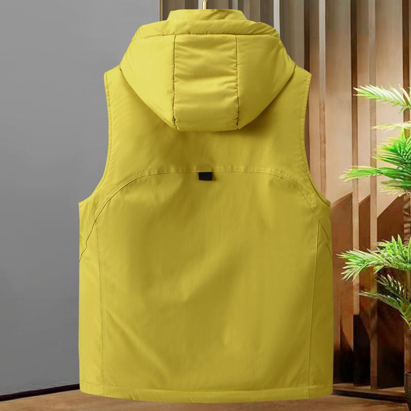Nadměrné velikosti L-8XL Módní zimní pánské kabáty Vodotěsná teplá vesta Ležérní silné bundy bez rukávů s kapucí