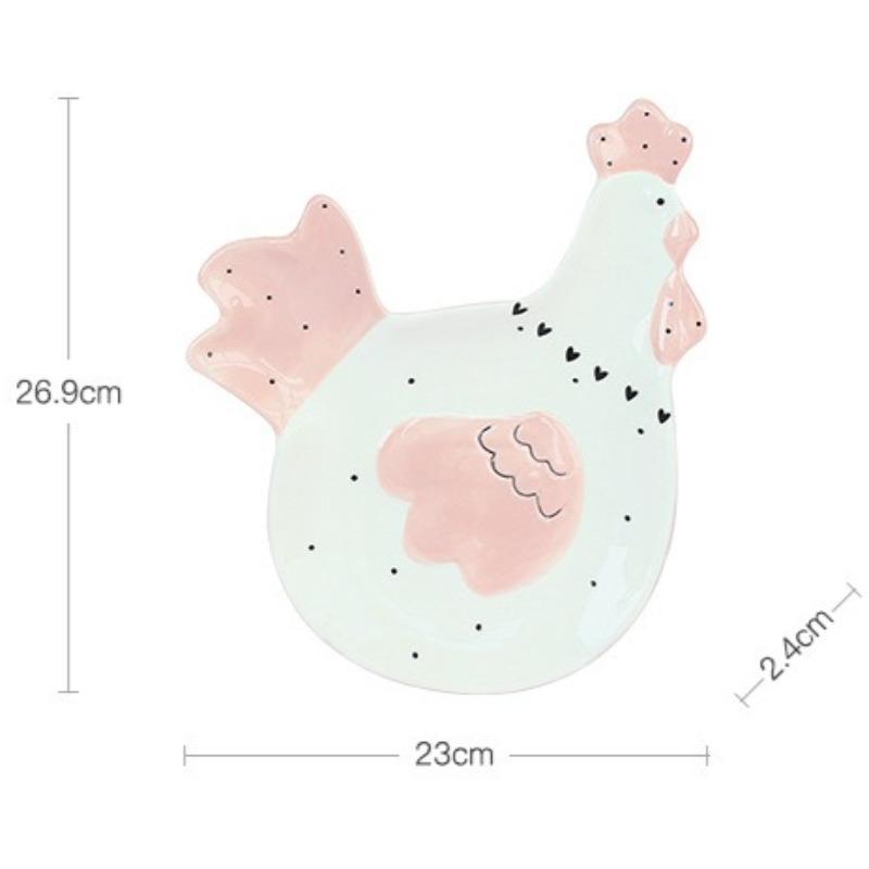 

Ceramic Cake Dish Lovely Pink Hen Shape Dessert Plate for Candy Cookies Biscuit Fruit Storage Breakfast Buffet Kitchen Tableware