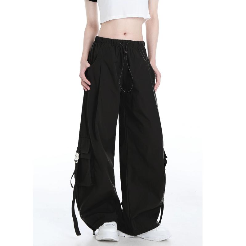 Women Y2K Multiple Pockets Cargo Pants Fashion Casual High Waist   Hip Hop Trousers  Streetwear Drawstring Baggy Sweatpants