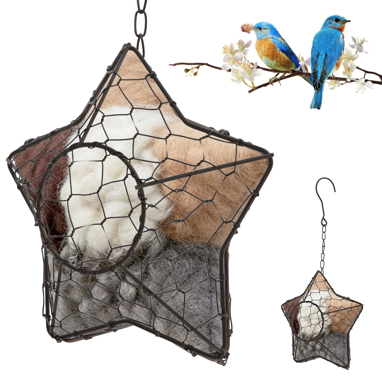 

Handmade Alpaca Fiber Bird Nest Star Refillable Natural Alpaca Wool Winter Bird Tree Shelter Hanging Bird Nest Supply Holder чорний