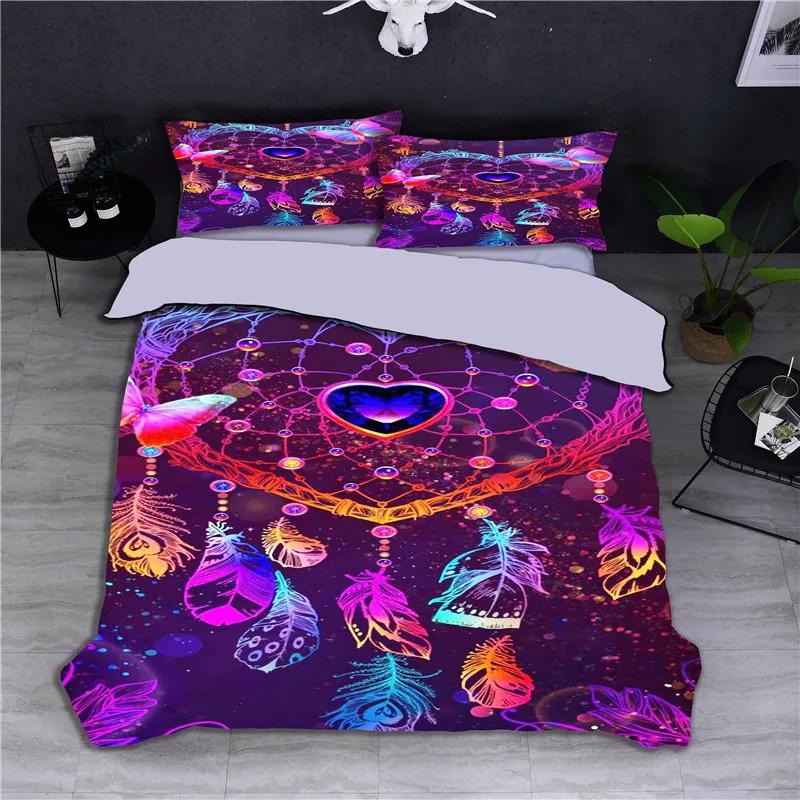 Feather Bohemia Beding Set for Adult Peoples plus Children, Soft Duvet Cover Sets, Twin Ful Quen plus King Bedrom Set, Home Textile boho