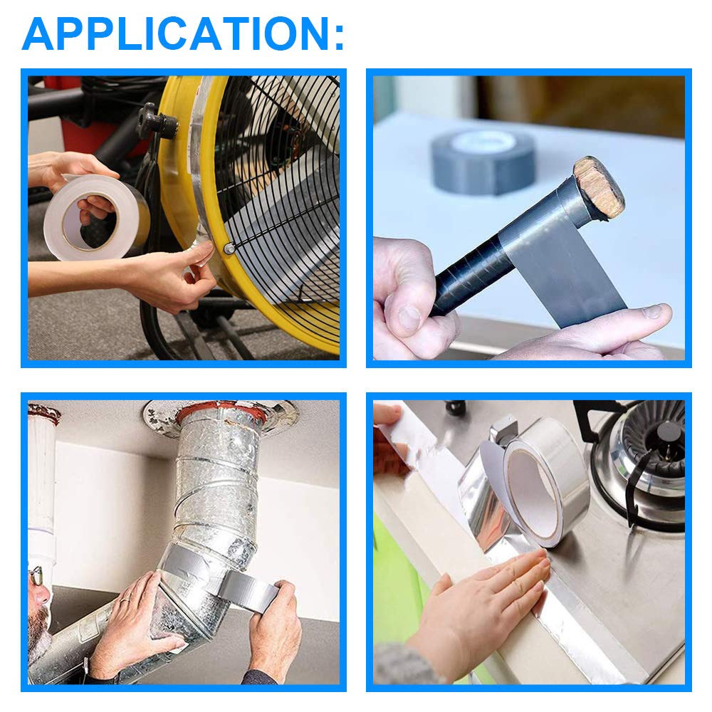 1-10Rolls Heavy Duty Aluminum Foil Tape for Duct Sealing and Hot Water Pipe Repair Heat Resistant Waterproof Adhesive