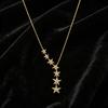 Ladies' Exquisite Pentagram Pendant Necklace, Stepped Synthetic Zircon Y-shaped Necklace, Ladies' Elegant Jewelry, Daily and Party Fashion Necklace