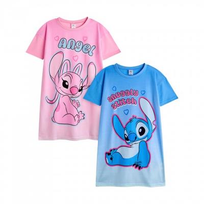 Cămașă de noapte cu mânecă scurtă pentru fete Stitch & Angel (Pachet de 2)