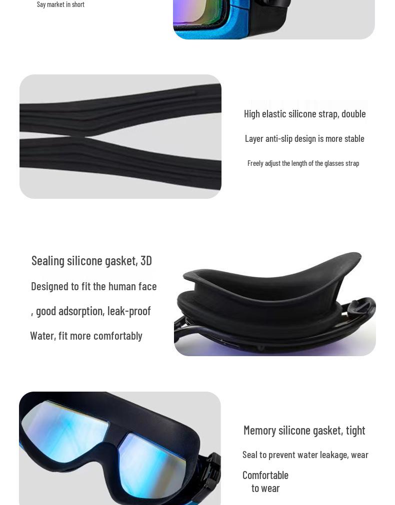 Professional Adult Myopia Goggles - Large Frame, Anti-Fog, Prescription, High-Definition Electroplated Swim Goggles for Men and Women