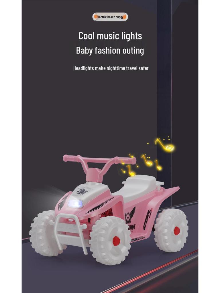 Large Electric Ride-On Beach Car for Kids – Four-Wheel Motorcycle Style, Self-Driving Toy