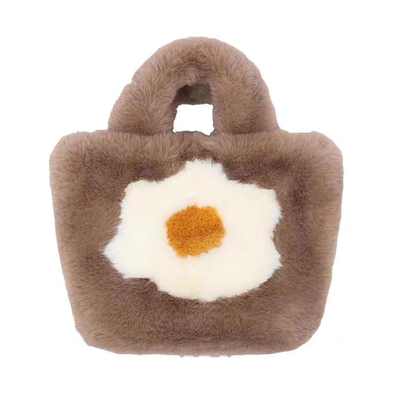 Новая плюшевая сумка-тоут для жарки яиц, женская сумка на одно плечо, повседневная сумка-ведро, ручная сумка через плечо