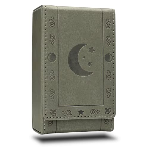 Luck Lab Leather Tarot Card Case/Holder - Gray - Fits Most Standard Size Tarot Cards (Fits Box Deck Size) - Moon Design
