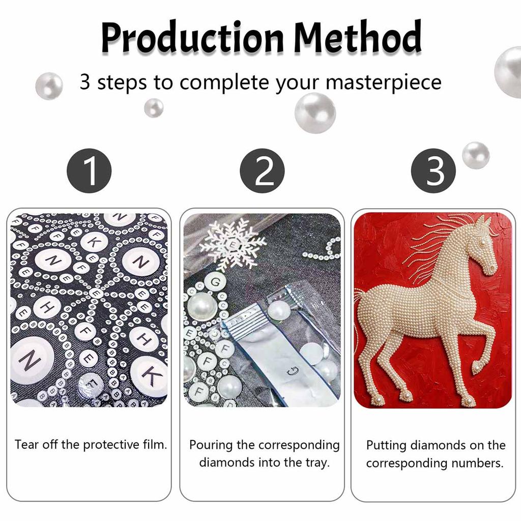 5D DIY Pearl Diamond Painting Kit Majestic Horse Full Drill Embroidery Mosaic Art Home Wall Decor Gift