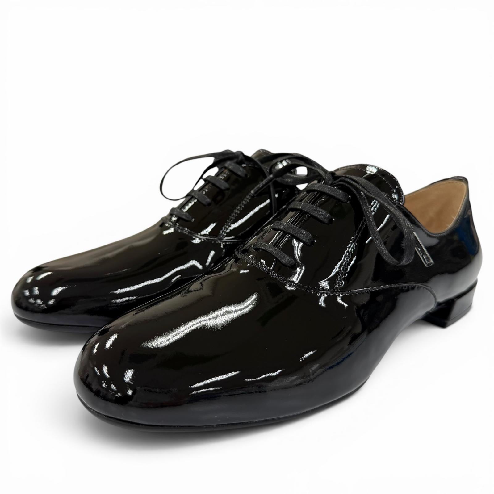 Excellent PRADA Leather shoes Lace-up low heels black Patent leather Women 37 Used
