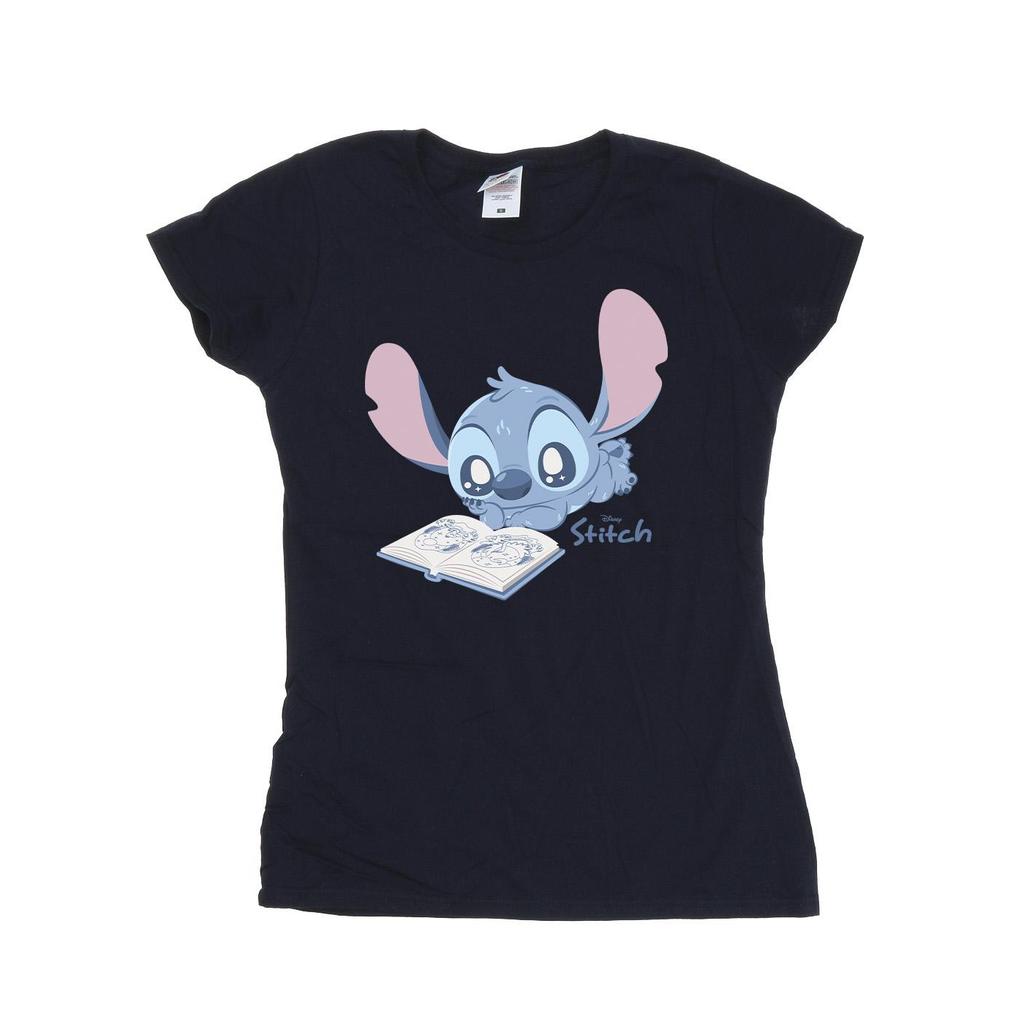 Lilo & Stitch Womens/Ladies Reading Lying Down Cotton T-Shirt
