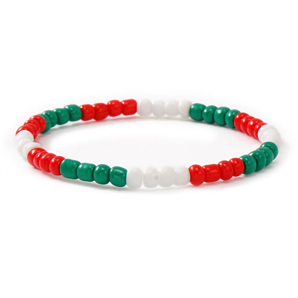 Versatile Christmas Bracelet: Red, Green, White Beads with 'MERRY' Letter, Bell, and Heart Elements
