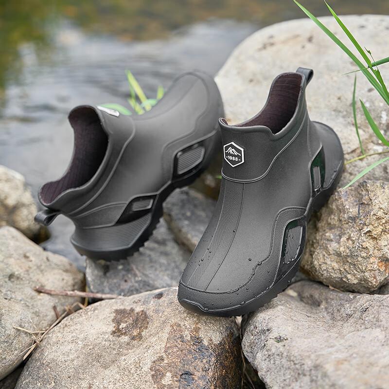 Summer New Rain Boots Rain Shoes Men's Short Tube Waterproof and Non-slip PVC Water Shoe Cover Outdoor Wear-resistant Work Shoes