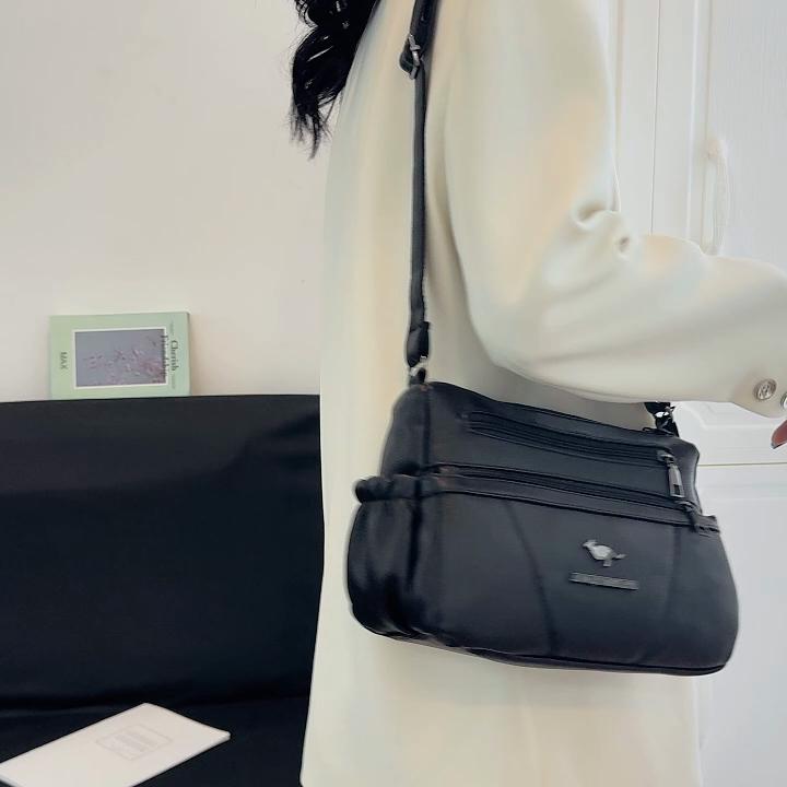 Borsa da donna in morbida pelle, grande capacità, borsa per mamma di mezza età, borsa a tracolla multistrato, borsa per cellulare, piccola borsa quadrata