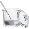 123Arts Glass Sugar Bowl Spice Jar with Lid and Stainless Steel Spoon Spoon