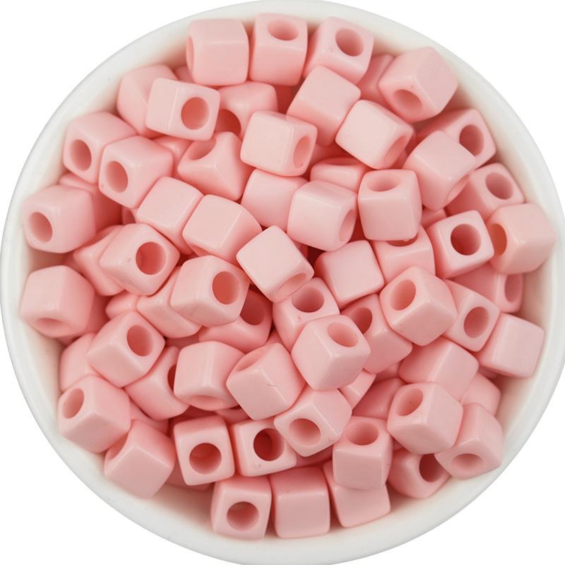 100-Pack Acrylic Square Beads: Solid Color, Large Hole for DIY Colorful Beading Projects