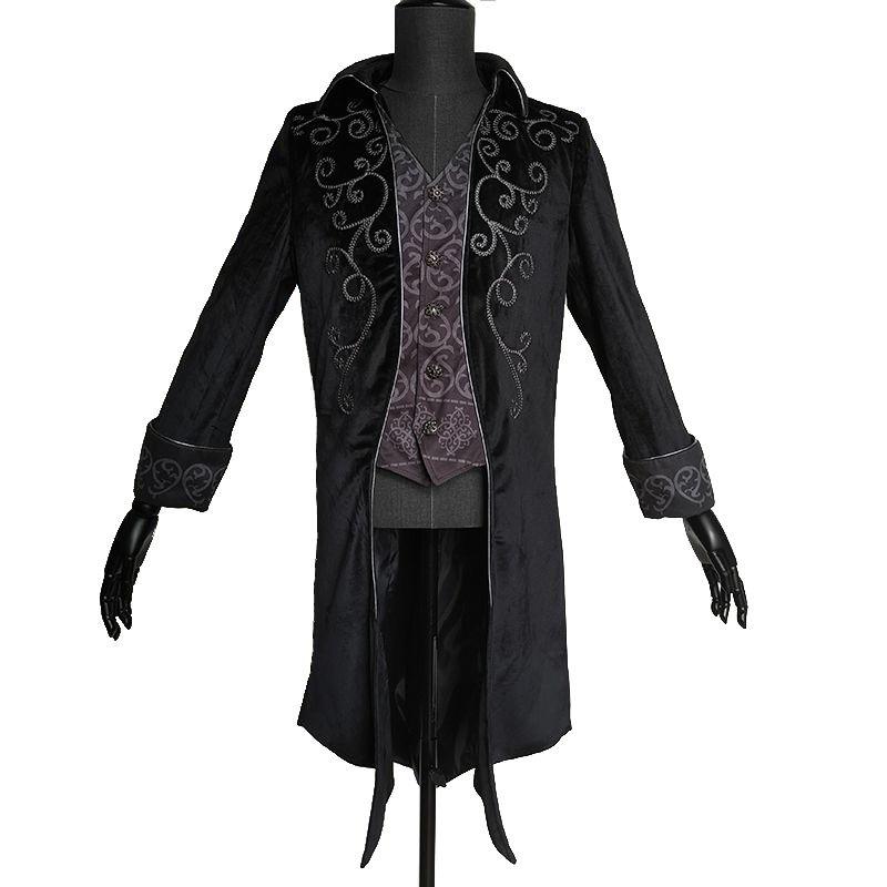Men Tailcoat Vintage Jacket Goth Steampunk Uniform Costume Party Outwear Coat